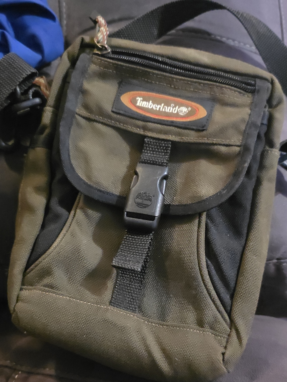 Timberland Olive Green and Black Compact Crossbody Pouch Or Cooler